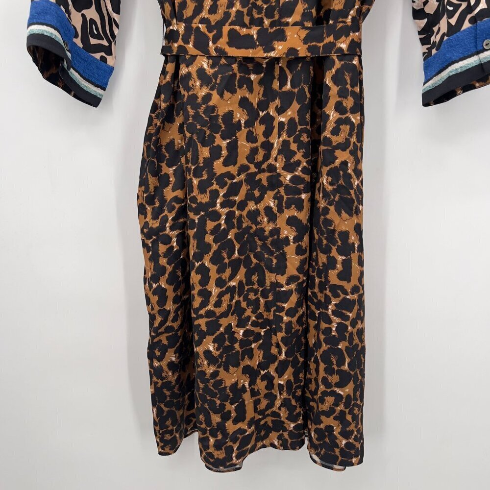 Kobi Halperin Luxury Cocktail Leopard Print Medi Dress Color Block Sleeves M - Picture 8 of 14